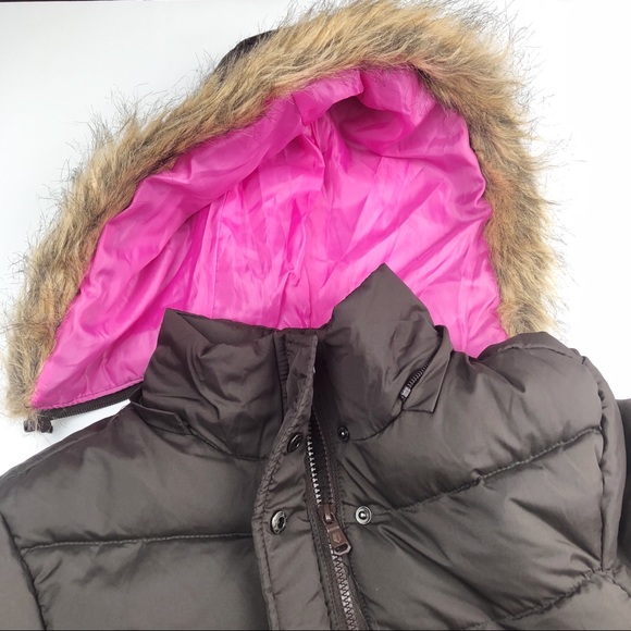 NWOT Y2K Tempco Brown/Pink Fur-Trim Hood Down Puffer Jacket - Picture 6 of 8